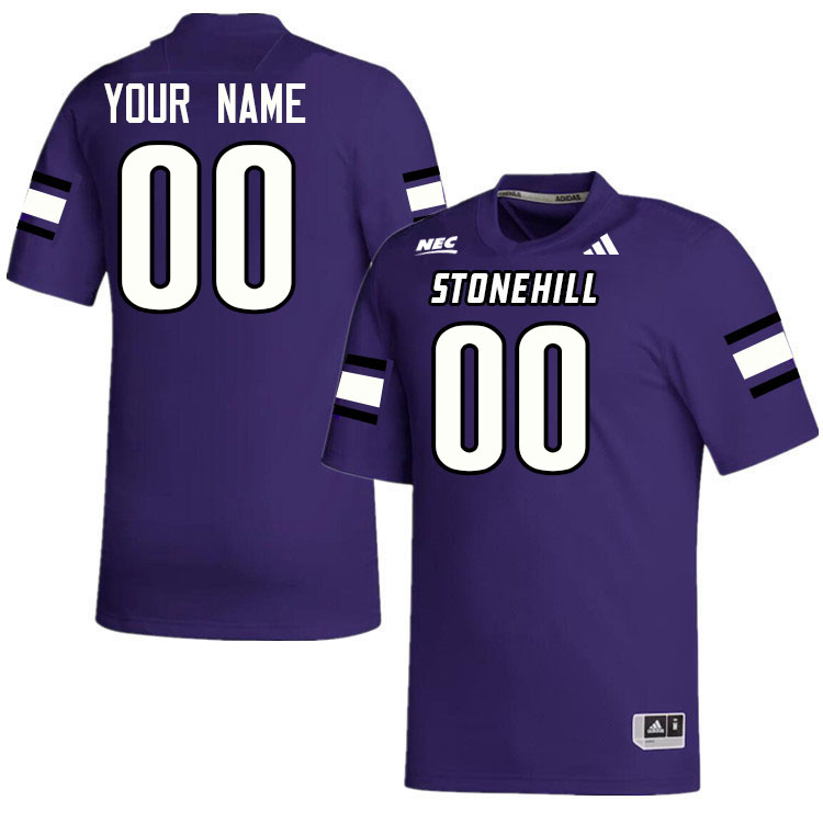 Custom Stonehill Skyhawks Name And Number College Football Jerseys-Purple